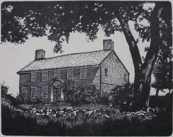 Asa Cheffetz engraving: Asa Cheffetz (American 1897-1965)- ''Old House'' (Springfield 12)- wood engraving, 1929, signed and dated in pencil. 5 x 6 3/8''