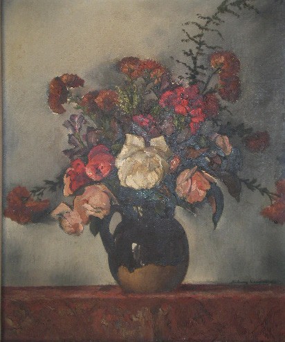 Sidney Laufman oil: Sidney Laufman (American 1891-1985)- Still-Life of Roses- oil on canvas, signed S. Laufman lower right. 18 x 15''