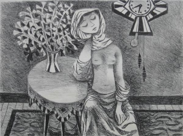 Fletcher Martin lithograph: Fletcher Martin (American 1904-1979)- ''Twenty to Seven''- lithograph, ca. 1950's, signed in pencil, AAA edition of 250, very good condition. 9 3/4 x 13''