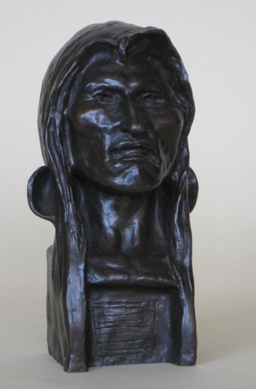 Frederic Remington bronze sculpture: Frederic Remington (American 1861-1909)- Indian Head- bronze sculpture, 1908, signed and dated at base and annotated R.A.M., numbered 14. 10''h