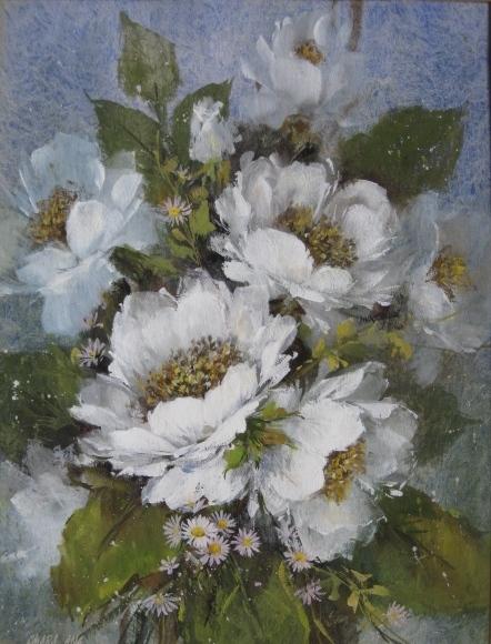 Richard Chiara gouache: Richard Chiara (American 20th c.)- Floral Still-Life- gouache on illustration board, signed Chiara ANA lower left, very good condition. 28 x 21 1/2''