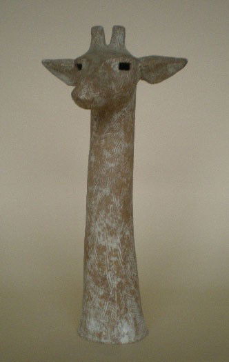 Claude Conover ceramic Giraffe: Claude Conover (American 1907-1994)- Giraffe Head- ceramic sculpture, stamped signature at base. 15''h both ears have been re-attached.