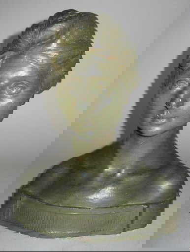 Max Kalish plaster sculpture: Max Kalish (American 1891-1945)- ''Aranka''- plaster sculpture with bronze finish, ca. 1930, several nicks and scratches at base, some nicks throughout. 11''h