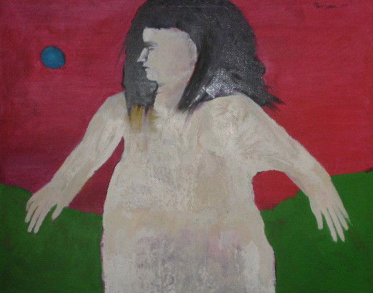 Mary Spain oil: Mary Spain (American 1934-1983)- ''White Woman''- oil on canvas, 1971, signed and dated upper right, very good condition. 37 1/2 x 47 1/2'' Exhibited: The 53rd May Show, Cleveland Museum of Art, Cleve