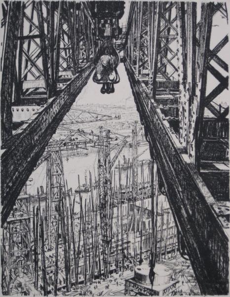 Muirhead Bone lithograph: Muirhead Bone (British 1876-1953)- ''Glasgow Shipyard''- lithograph, 1917, signed in pencil, very good condition. 18 x 14''