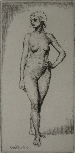 Gerald Brockhurst etching: Gerald Brockhurst (British 1890-1978)- ''Ursula'' (Fletcher 55)- etching, 1926, signed in pencil, very good condition. 5 7/8 x 2 7/8''