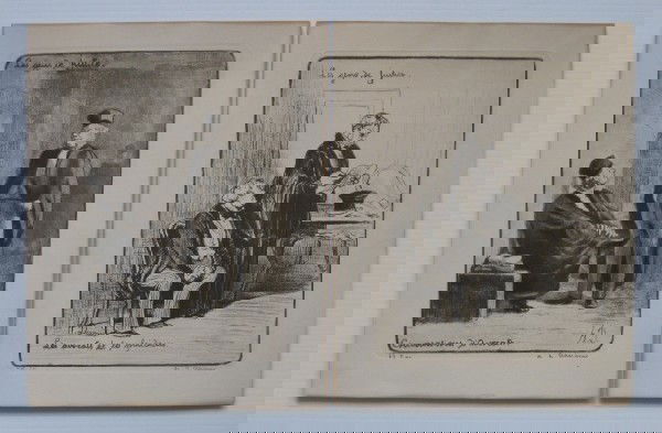 Honore Daumier 2 aquatints: Honore Daumier (French 1808-1879)- ''Conversation d'Avocats'' & ''Les Avocats et Les Plaideurs''- 2 aquatints. 11 1/2 x 7 1/2''