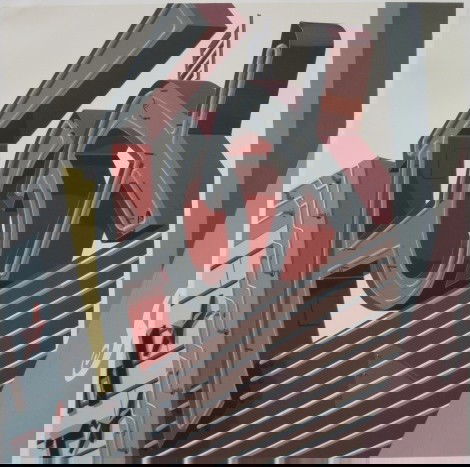 Robert Cottingham lithograph: Robert Cottingham (American 1935-)- ''Fox''- lithograph in colors, 1973, signed and numbered 95/100 in pencil, from Rolling Stock series, very good condition. 21 x 21''