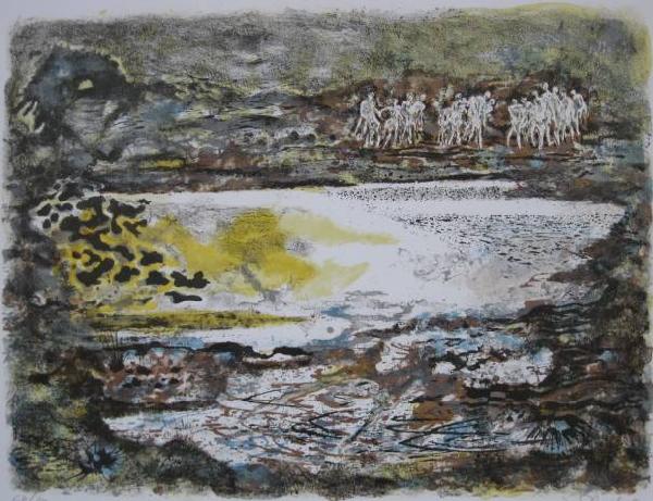 Georges Schreiber 2 lithographs: Georges Schreiber (American 1904-1977)- Untitled (Landscape with Figures)- 2 lithographs in colors, signed and numbered in pencil, edition of 100, very good condition. 17 1/2 x 23 1/2''