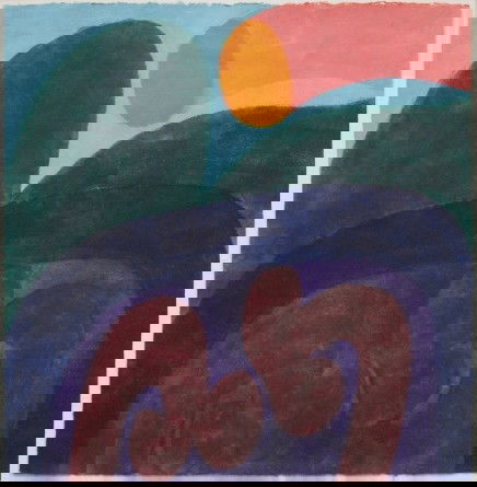 Carol Summers woodcut in colors: Carol Summers (American 1925- )- ''Comet''- woodcut in colors, 1975, signed, titled and numbered 36/95 in pencil in image, very good condition. 23 3/16 x 23 3/16''