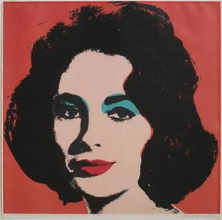 Andy Warhol lithograph: Andy Warhol (American 1928-1987)- ''Liz'' (Feldman & Schellmann II.7)- off-set lithograph, 1964, signed in pen, some minor handling creases slightly light struck otherwise good condition. 23 1/8 x