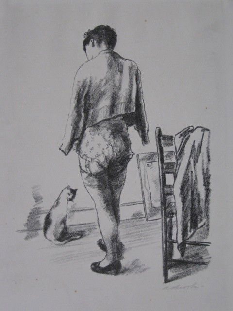 Alexander Brook lithograph: Alexander Brook- In The Studio- lithoraph, signed in pencil, a few spots of foxing, otherwise very good condition. 11 1/2 x 8 1/2''