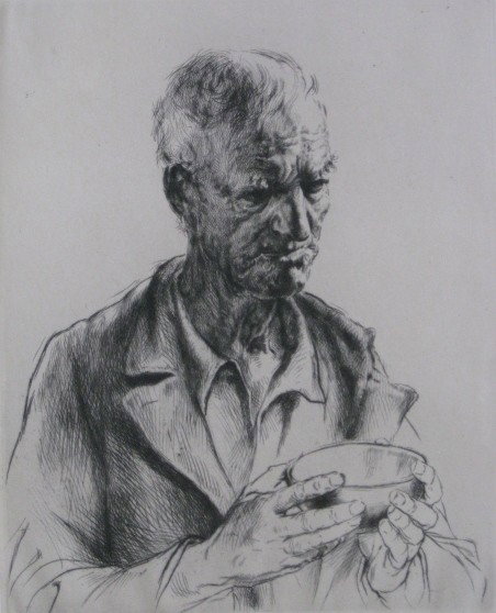 Arthur W. Heintzelman etching: Arthur W. Heintzelman- ''Vigneron'' (Smith 186)- etching, 1933, signed in pencil, edition of 110, considered by the artist to be his finest plate, an illegible stamp verso, slight age-toning. 12 x 9 5
