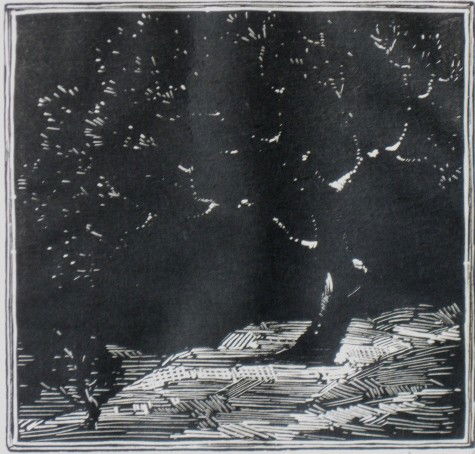 Paul Honore woodcut: Paul Honore - ''Lone Tree''- woodcut, ca. 1930, signed and inscribed 'to Mrs. Hashaw' in pencil, very good condition. 5 1/2 x 5 3/4''