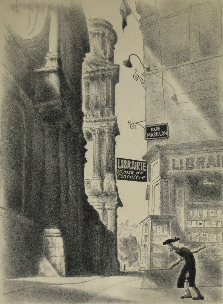 Ellison Hoover lithograph: Ellison Hoover- ''Saint Sulpice''- lithograph, signed in pencil, AAA edition, paper age toned. 12 x 8 3/4''