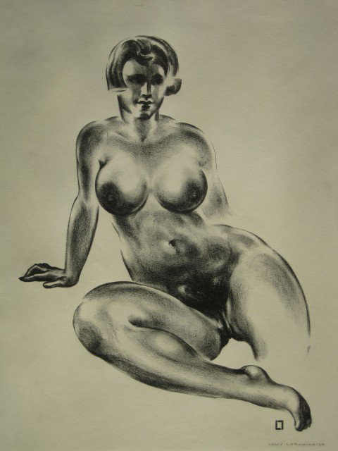 Louis Lozowick lithograph: Louis Lozowick- ''Debutante'' (Flint 53)- lithograph, 1930, signed and dated in pencil, edition of 25, very good condition. 13 15/16 x 10 1/2''