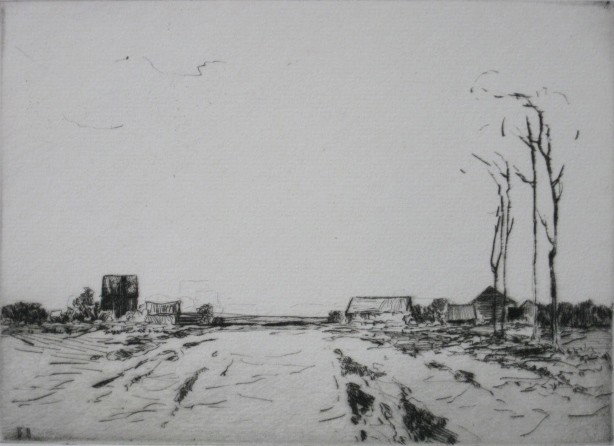 Chauncey Ryder etching: Chauncey Ryder- ''Mount Vernon Rd.''- etching signed and nuimbered 2 of 20 in pencil. 5 x 6 7/8''