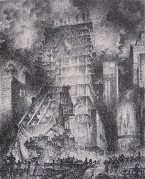 Reynold Weidenaar lithograph: Ronald Weidenaar- ''Plaza Tower''- off-set lithograph, signed, titled, and numbered 53 of 200 in penccil, very good coondition. 17 3/8 x 13 3/4''