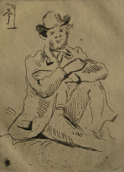 Paul Cezanne etching: Paul Cezanne- ''Guillamin Au Pendu'' (Cherpin 2)- etching, restrike, light struck and mat burn. 6 x 4 7/8''