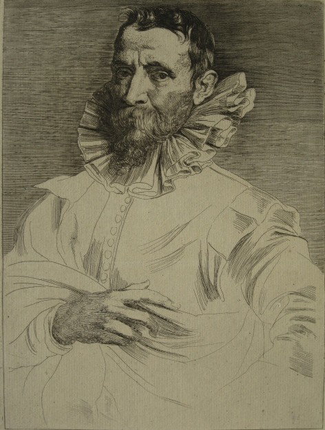 Anthony Van Dyck etching: Anthony Van Dyck- ''Joannes Breugal''- etching, laid down. 9 5/8 x 6''