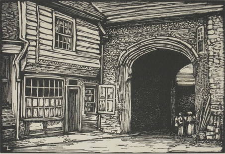 Sydney Lee 2 engravings: Sydney Lee- ''Hail, Smiling Norn''; The Gate House- 2 wood engrvings, both signed in pencil, minor foxing in margins. 6 5/8 x 9 1/2''; 4 3/4 x 7''
