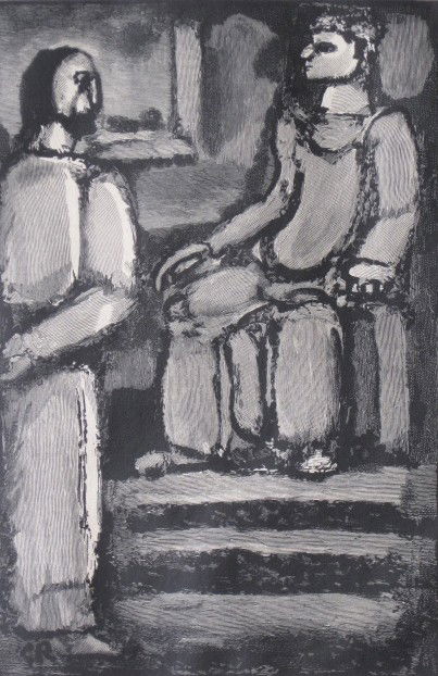 after Georges Rouault wood engraving: after Georges Rouault- Untitled- wood engraving by Georges Aubert, from the suite Passion, very good condition. 11 5/8 x 7 3/4''