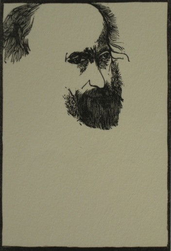 Leonard Baskin wood engraving: Leonard Baskin- ''Samuel Palmer, After A Photograph'' (Fern & O'Sullivan 274)- wood engraving, 1956, signed in pencil, very good condition. 4 x 2 3/4''