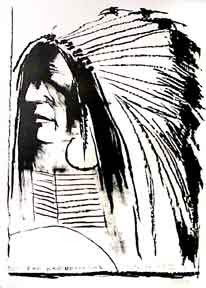 Leomard Baskin lithograph: Leonard Baskin- ''Swift Dog'' (Fern & O'Sullivan 615)- lithograph, ca. 1972, signed and numbered in pencil from the Native American Series, edition of 160. 32 x 20 1/2''