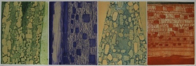 C. Beck etching: C. Beck- ''Sub-Balance #1''- etching in colors, signed, titled and numbered 7 of 20 in pencil. 7 3/4 x 24''