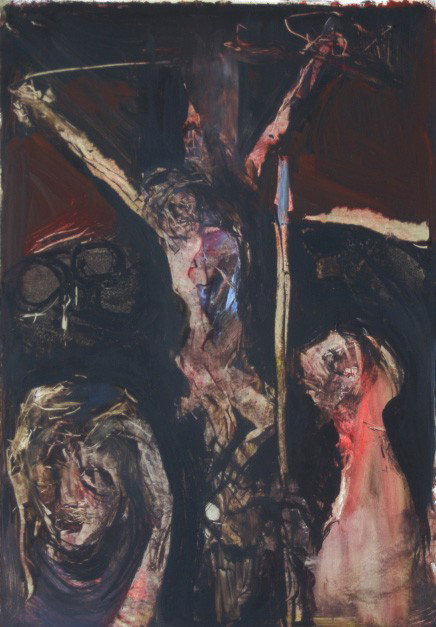 Friedrich V. Bomches oil: Friedrich V. Bomches- Crucifixion- oil on cardboard. 16 1/2 x 11 1/2''