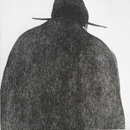 Art Hansen etching: Art Hansen- Two Men- etching, ca. 1970, signed, dated and numbered 29 of 50 in pencil, very good condition. 7 1/2 x 7 3/4''