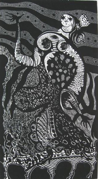 Manuel Izquerdo woodcut: Manuel Izquerdo- ''Spanish Dancer''- 2 woodcuts, 1980, both signed, titled, dated and numbered in pencil, edition of 100, very good conditions. 28 3/4 x 15 3/4''