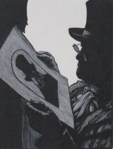 Barry Moser wood engravings: Barry Moser- ''The Print Connisseur''; Under the Tree; 2 wood engravings, both signed in pencil, very good condition, various sizes.