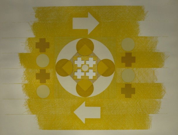 George Earl Ortman: George Earl Ortman- Untitled- silkscreen with cut-outs, ca. 1964, numbered 408 of 500 on verso, from the portfolio, Ten Works and Ten Painters. 16 x 21 1/2''