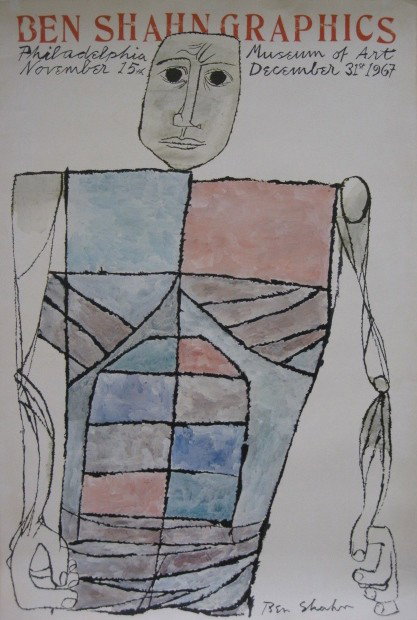 Ben Shahn lithograph: Ben Shahn- ''Ben Shahn Graphics Phildelphia'' (Prescot 191)- off-set lithographic poster. 42 5/8 x 28''