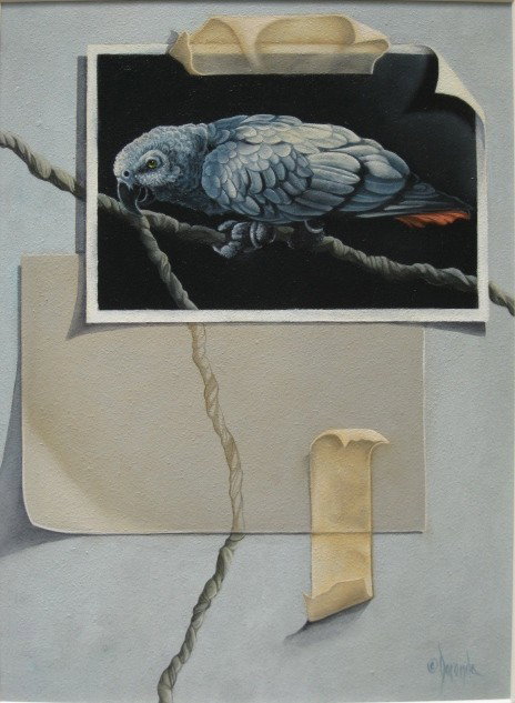 Dorenda Watson acrylic: Dorenda Watson- Trompe L'oeil Still-Life- acrylic on illustration board, signed Dorenda lower right, very good condition. 11 1/2 x 8 3/8''