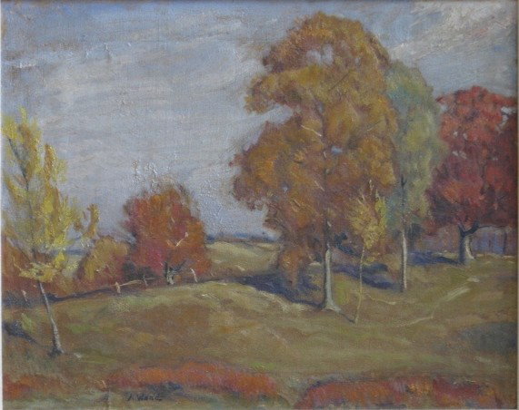 Alfred Wands oil: Alfred Wands- Fall Landscape- oil on canvas, signed A. Wands lower center, very good condition. 16 x 20''