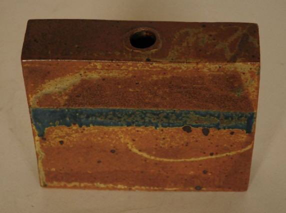 William Wyman Stone Vase: William Wyman- Slab Constructed Stoneware Vase- glazed ceramic. 6'' H