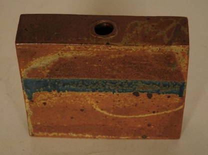 William Wyman Stone Vase: William Wyman- Slab Constructed Stoneware Vase- glazed ceramic. 6'' H