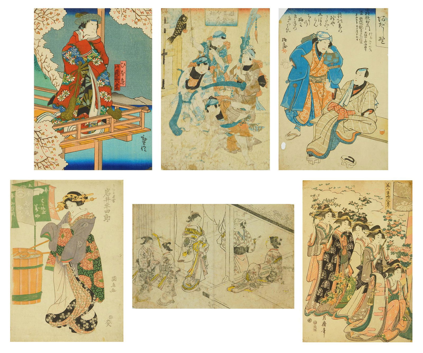5 Japanese woodblocks in color (1 of 16)