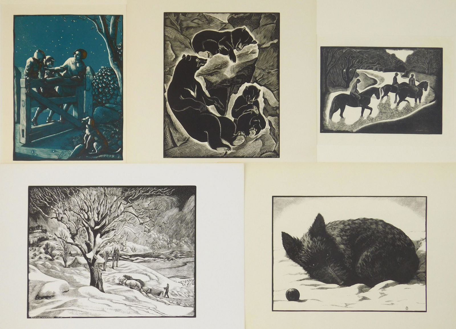 5 American Artist's Group block prints (1 of 11)