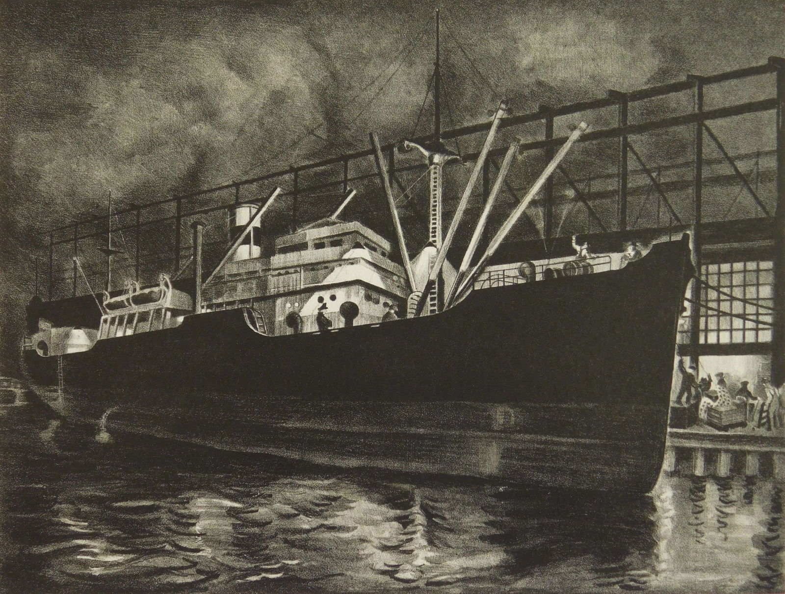 Bertram Goodman lithograph: Bertram Goodman (1904-1988) ''Destination Unknown''- lithograph, 1943, signed, dated and titled in pencil, very good condition. 9 5/8 x 12 3/4''