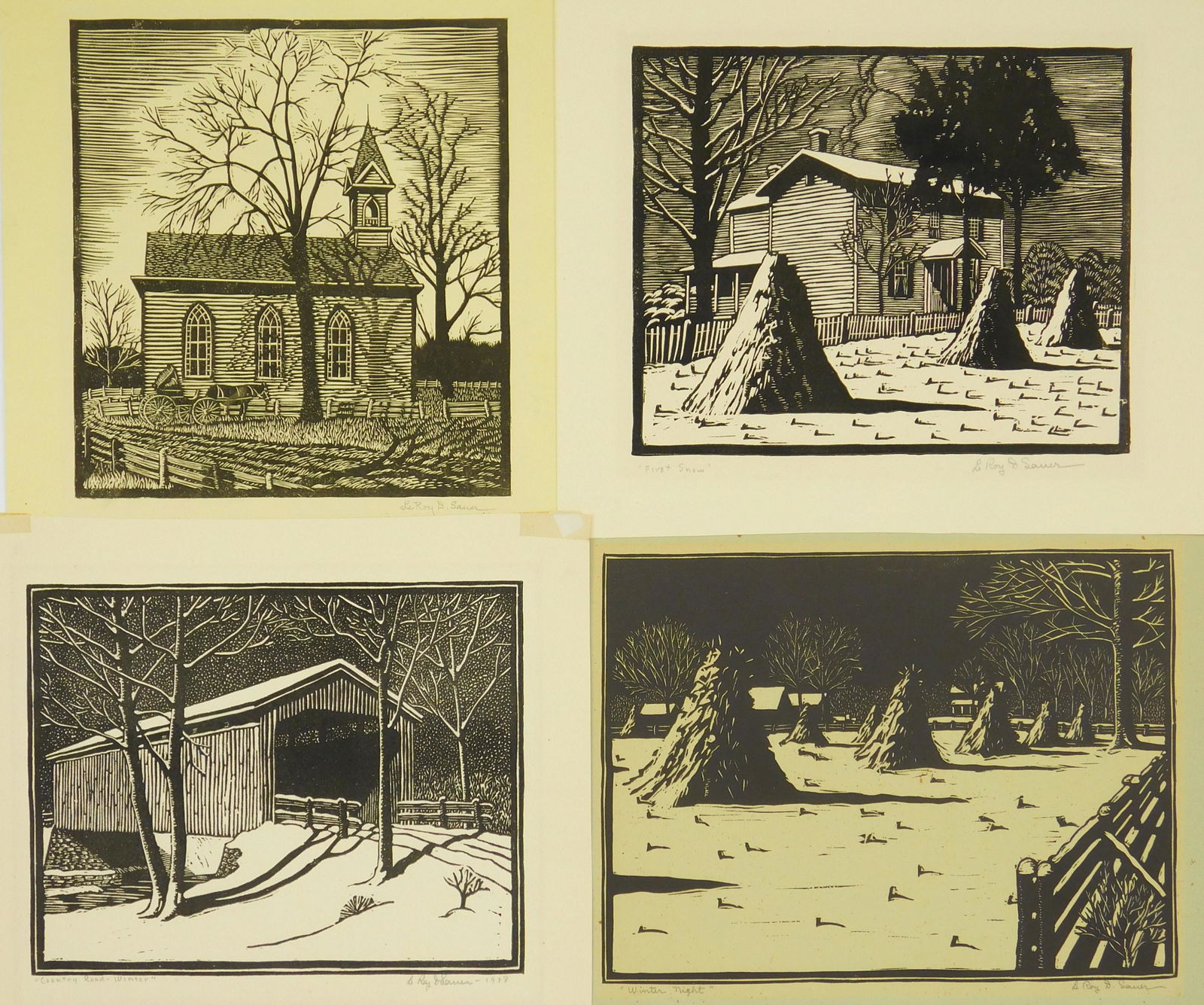 4 Le Roy Sauer woodblocks (1 of 10)