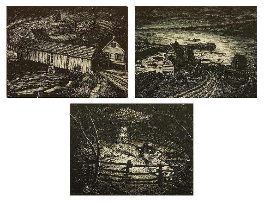 3 Harry Shokler wood engravings (1 of 11)