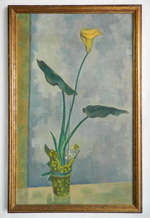 Paul Winchell oil: Paul Winchell (American 1903-1972) Calla Lily oil on canvas, signed Winchell lower left, framed. 42 x 26''