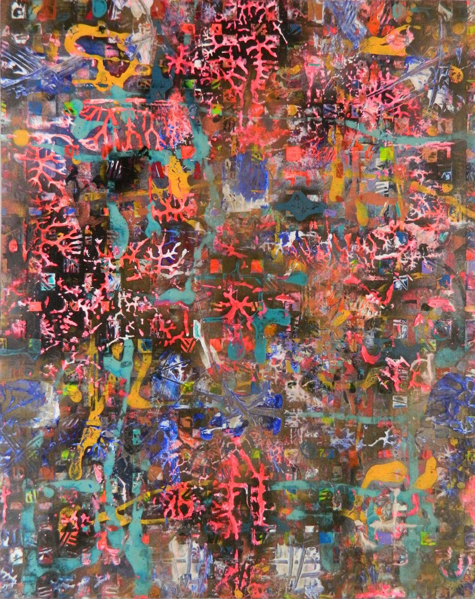 Lainard Bush acrylic and spray paint: Lainard Bush (American 20th/ 21st c.) ''Wanderlust'' acrylic and spray paint on panel. 20 x 16''