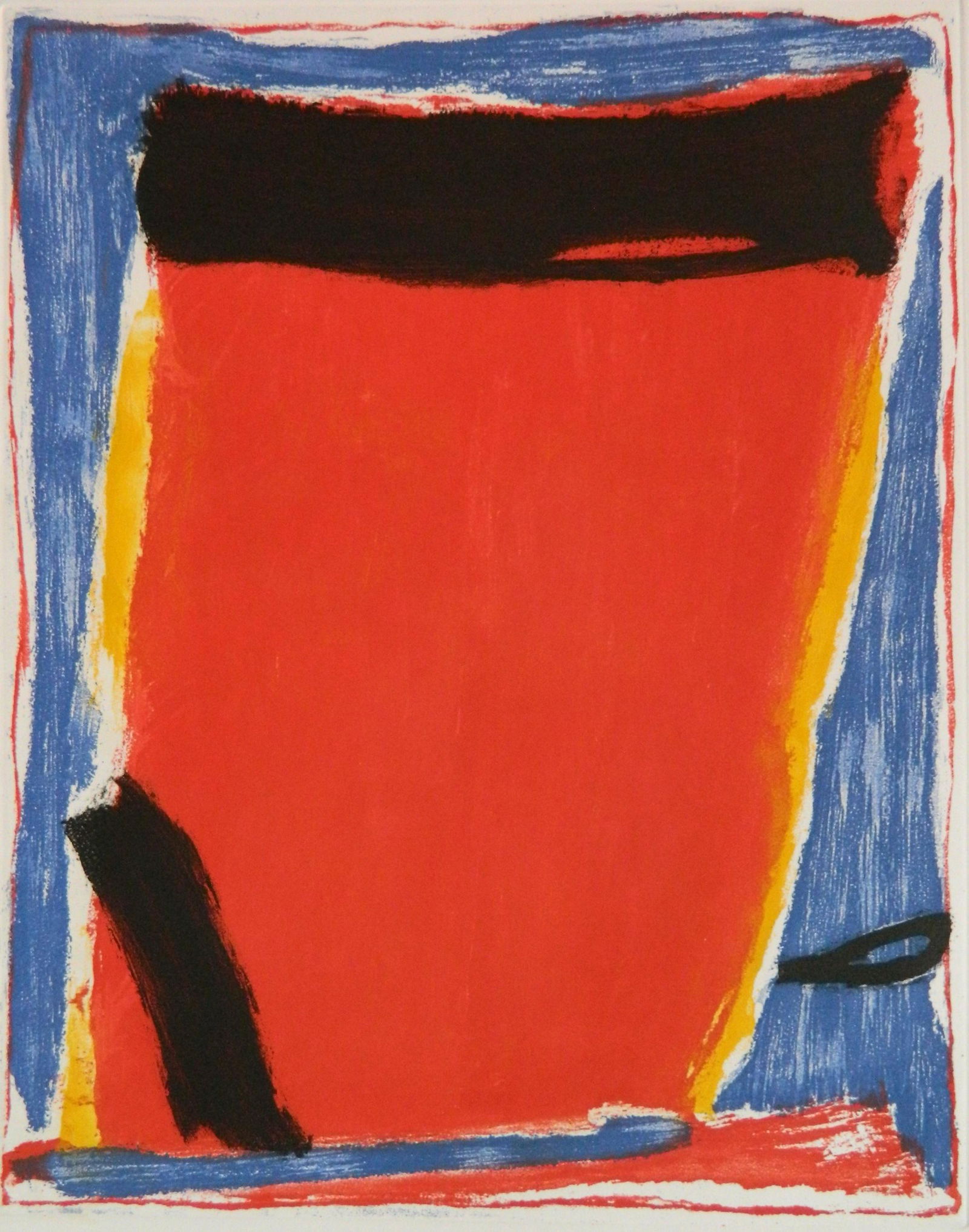 Jose Guerrero aquatint: Jose Guerrero (Spanish 1914-1991) Abstract Composition aquatint in colors on Arches waver paper, 1980, signed and numbered 30/60 in pencil. 19 1/2 x 15 1/2''