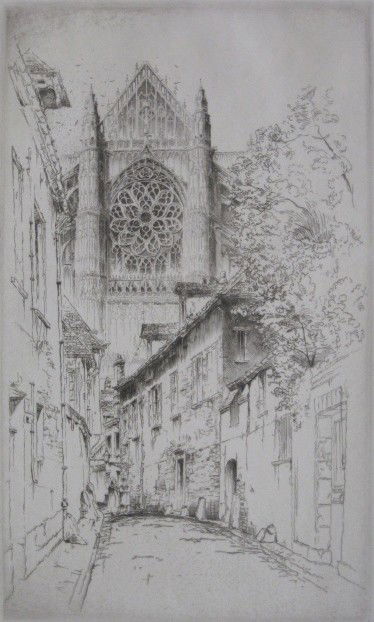 John Taylor Arms etching and drypoint: John Taylor Arms (American 1887-1953)- ''The Rose, Beauvois'' (Fletcher 161)- etching and drypoint, 1925, signed and dated in pencil. 12 x 7 1/4''