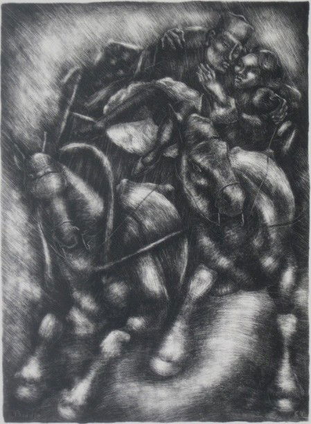 George Biddle lithograph: George Biddle (American 1885-1973)- ''Sleigh Drive'' (Pennigar 98)- lithograph, 1930, signed, titled, dated and numbered 33/100 in pencil, this edition separate from the book edition of 100, drawn for