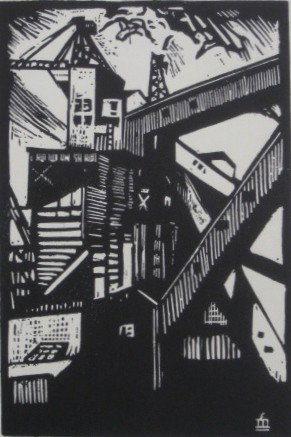Mark Freeman woodcut: Mark Freeman (American 1908-2003)- ''Edison Coal Storage''- woodcut, 1930, signed, titled and dated in pencil, very good condition. 8 1/2 x 5 5/8''